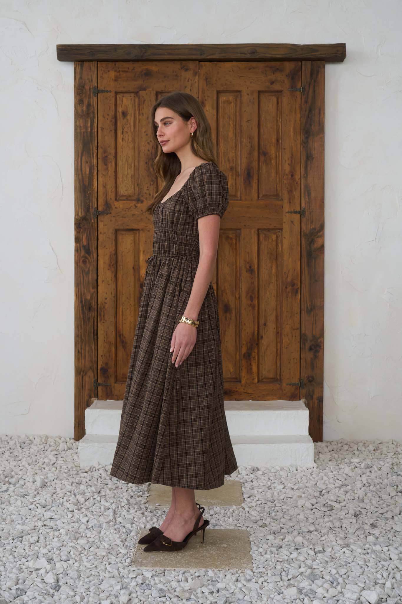 The Clara Plaid Midi Dress