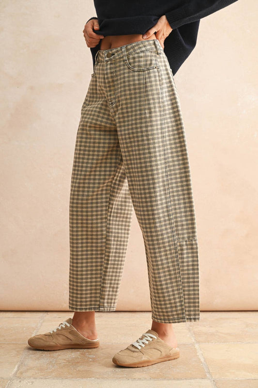The Chestnut Check Barrel Pants