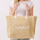 Straw Braided Summer Print Tote Bag