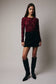 Round Neck Long Sleeve Velvet Button-Up Top