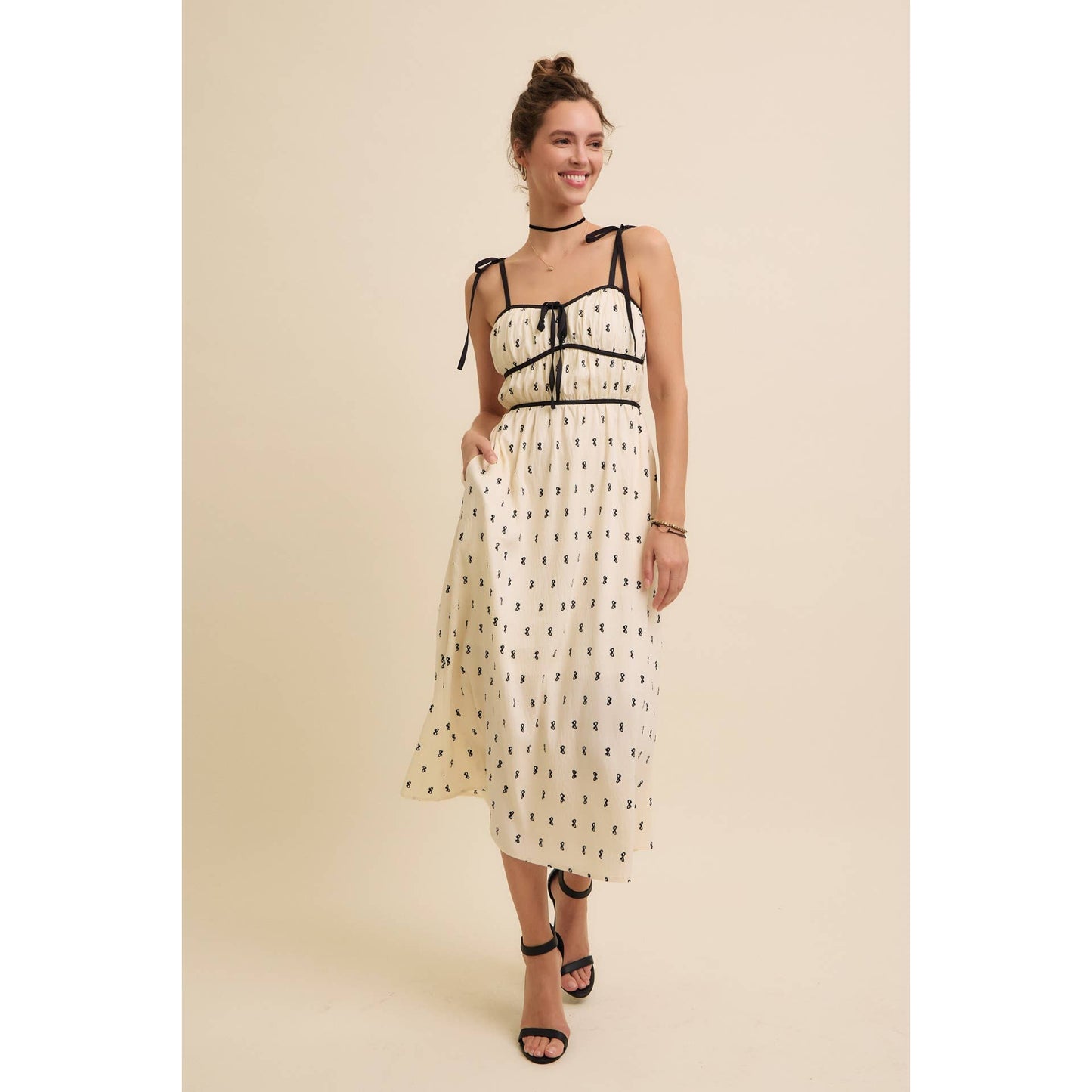 Bow-Printed Midi Dress