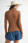 The Camille Mock Neck — Caramel