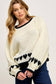 HEART CUFFS DROP SHOULDER KNIT SWEATER