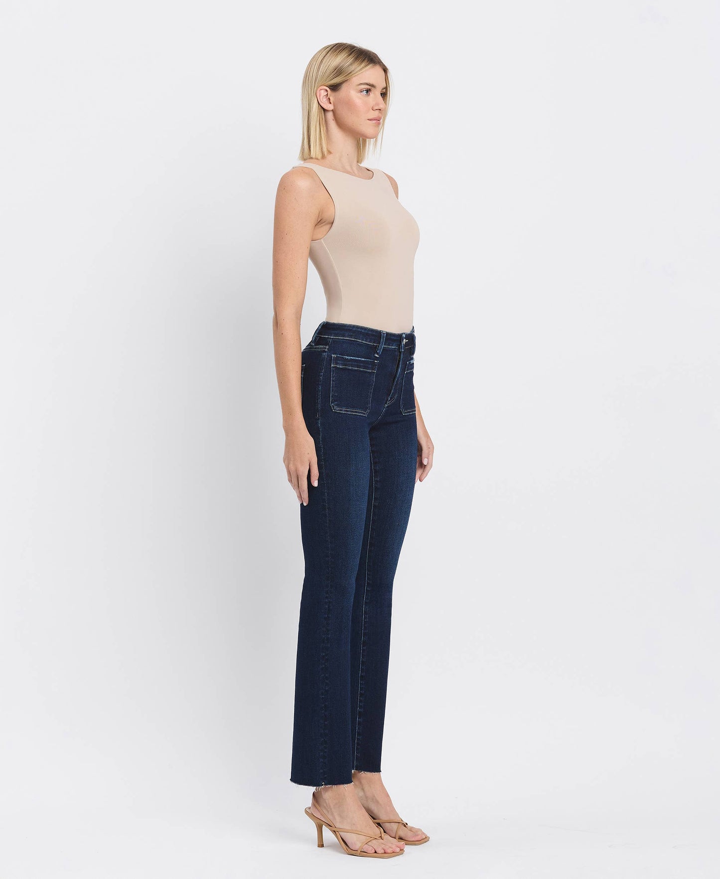 HIGH RISE MINI BOOTCUT JEANS