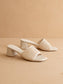 The Sharon | Ivory Textured Raffia Block Heel Slide Sandal