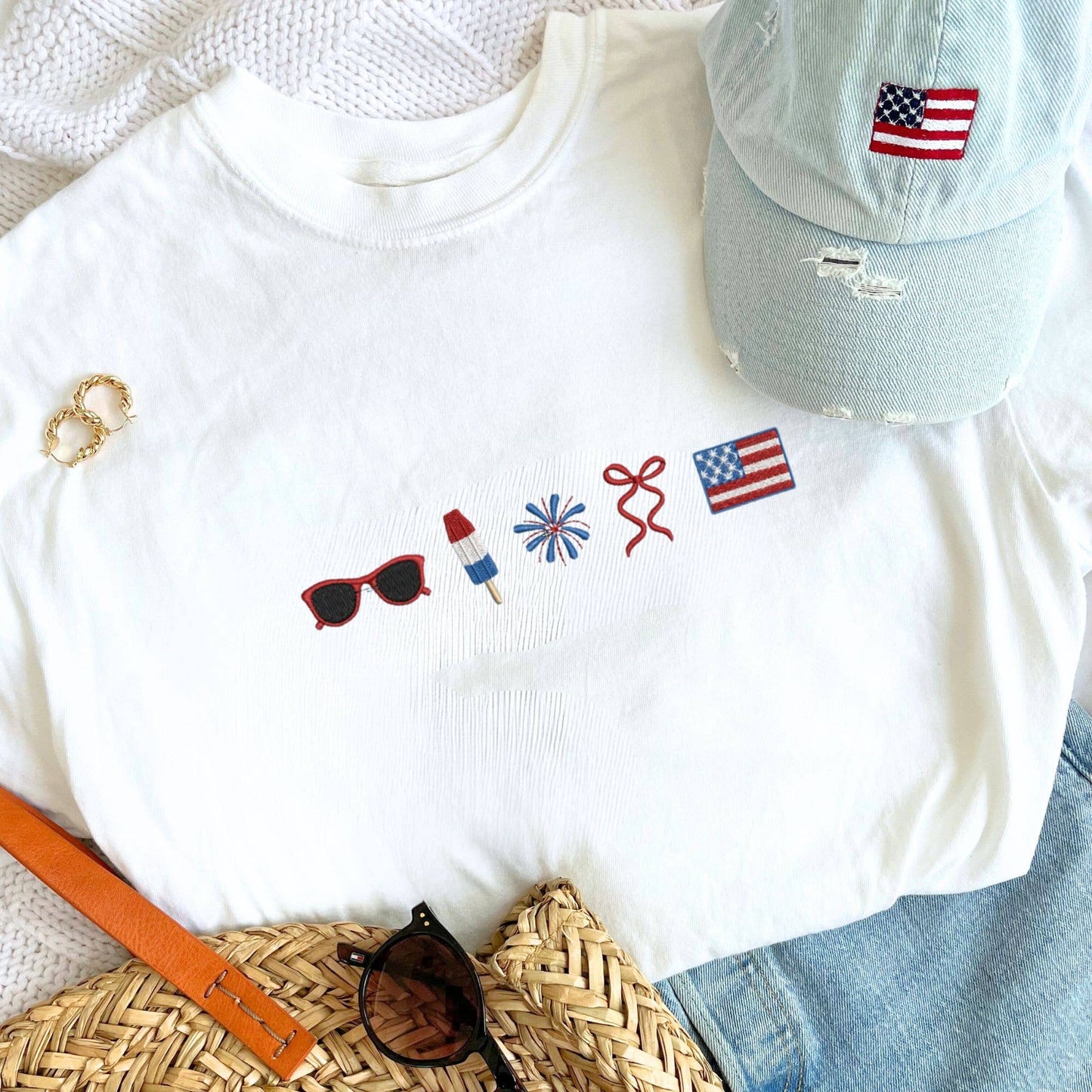Red, White & Bow Tee