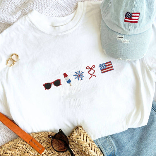 Red, White & Bow Tee