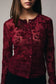Round Neck Long Sleeve Velvet Button-Up Top