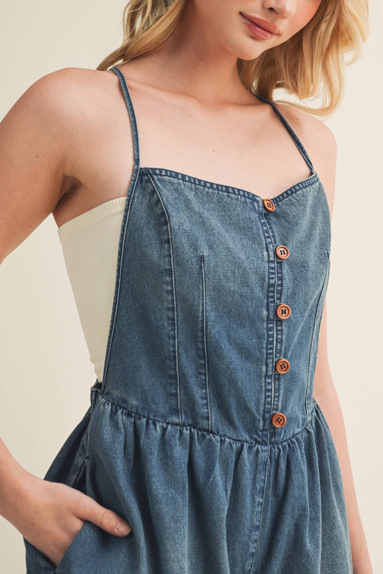The Sweetheart Denim Romper