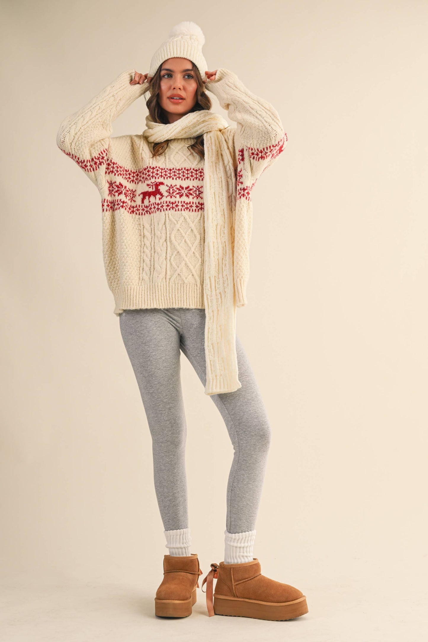 Nordic Holiday Cable Knit Sweater Top