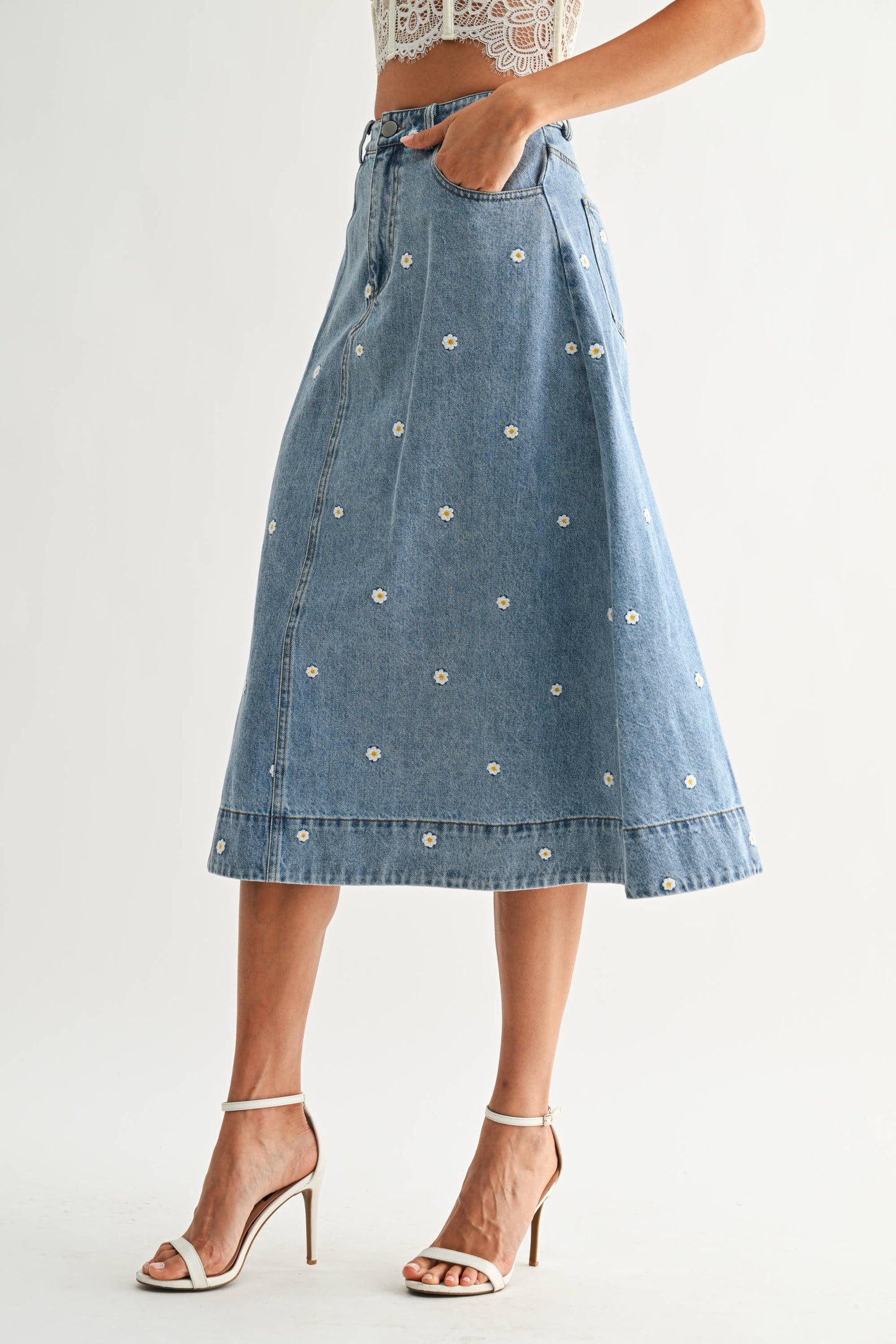 The Blue Magnolia Midi Skirt