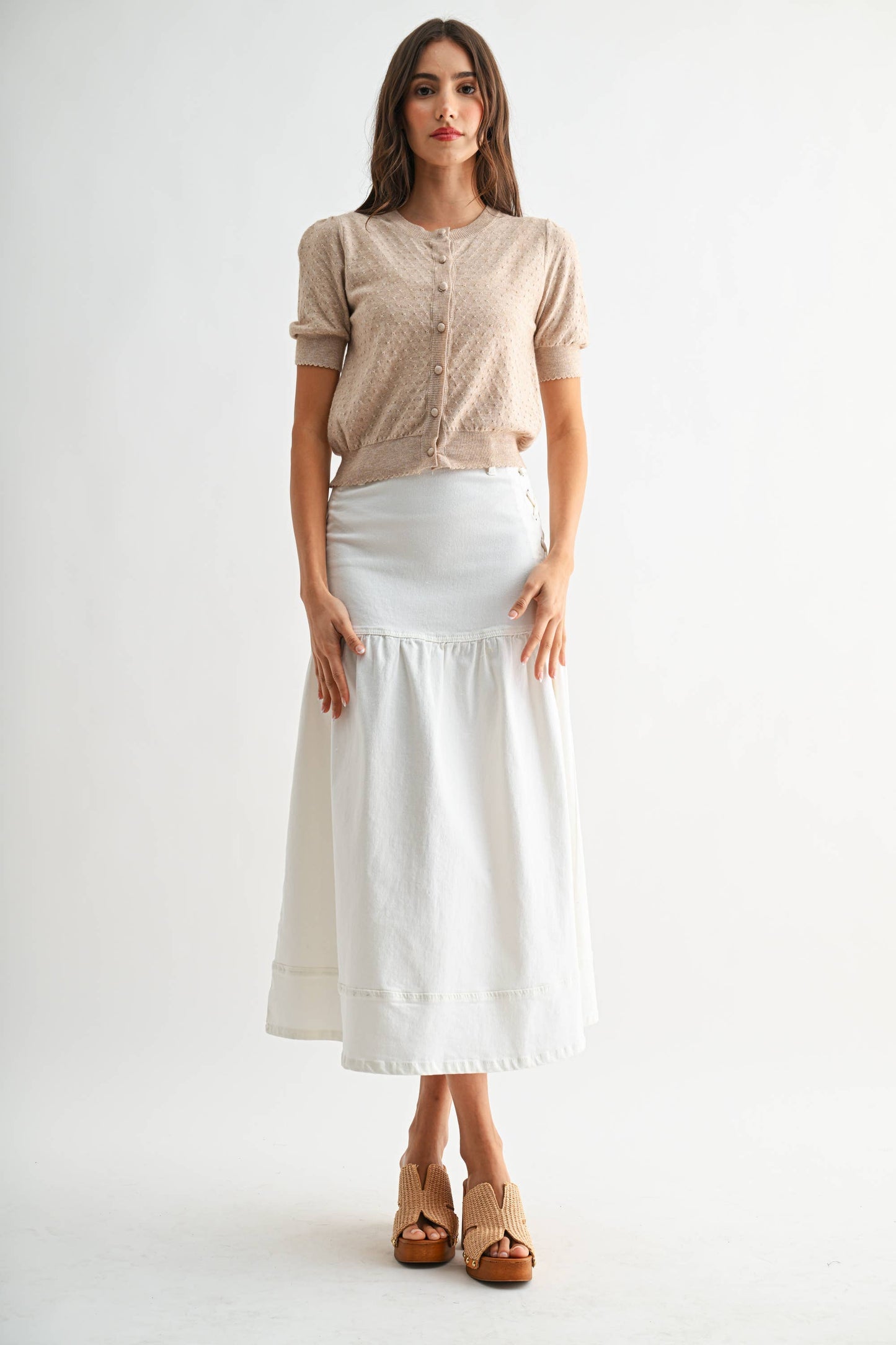 The Sandstone Button Knit Blouse