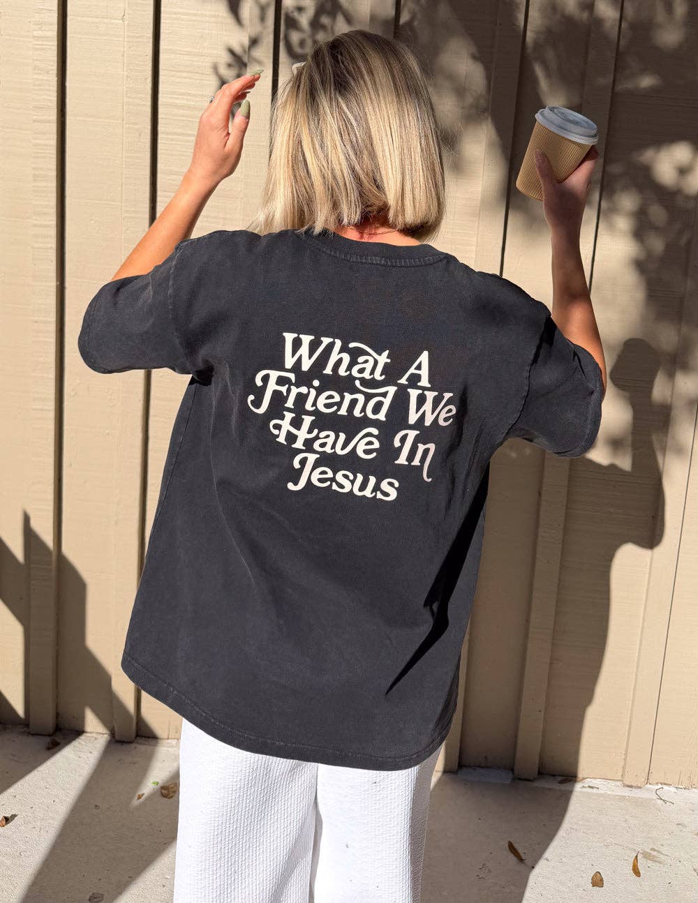 What a Friend in Jesus Heavyweight Tee — Black