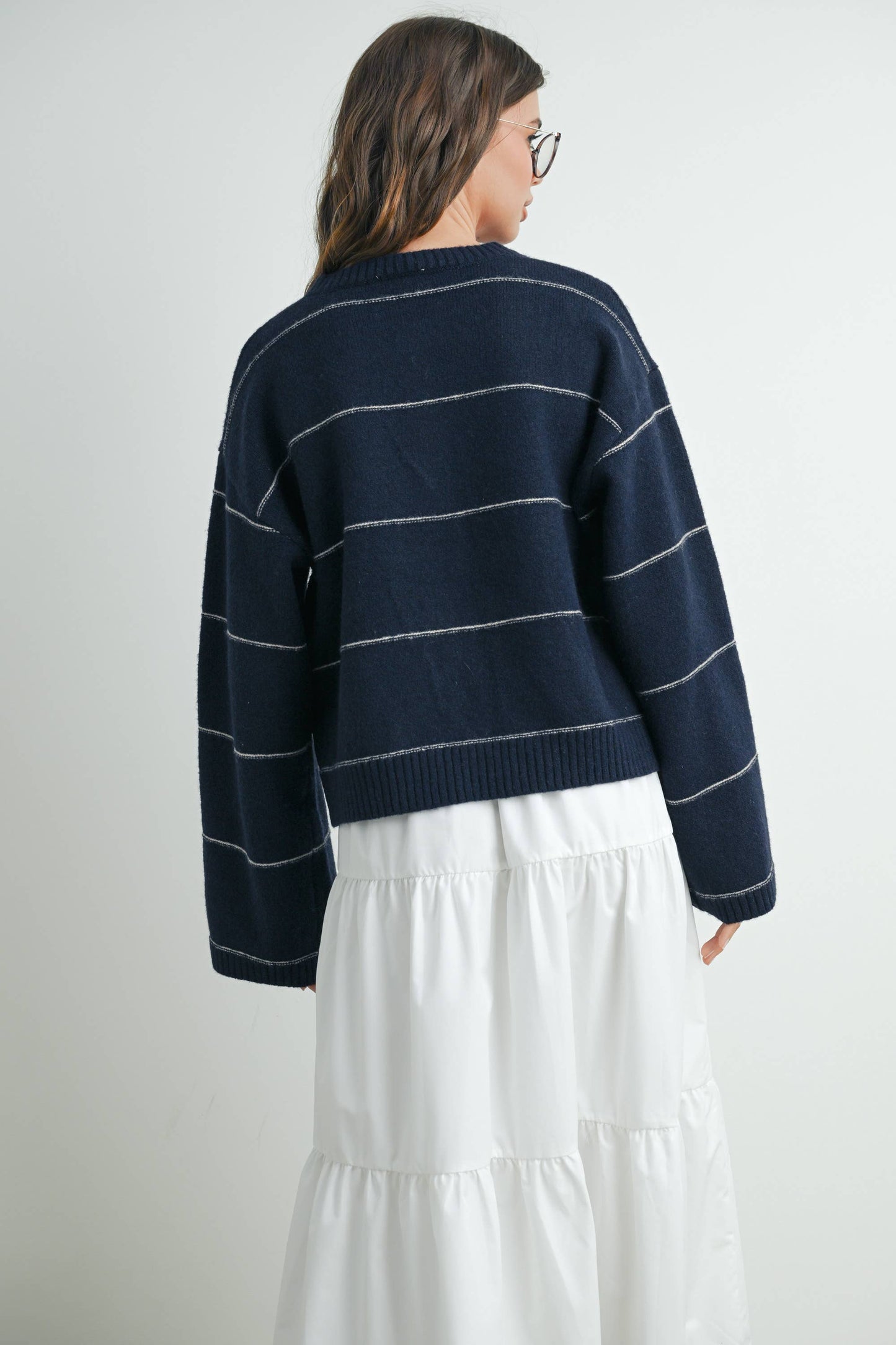 Button Front Striped Cardigan