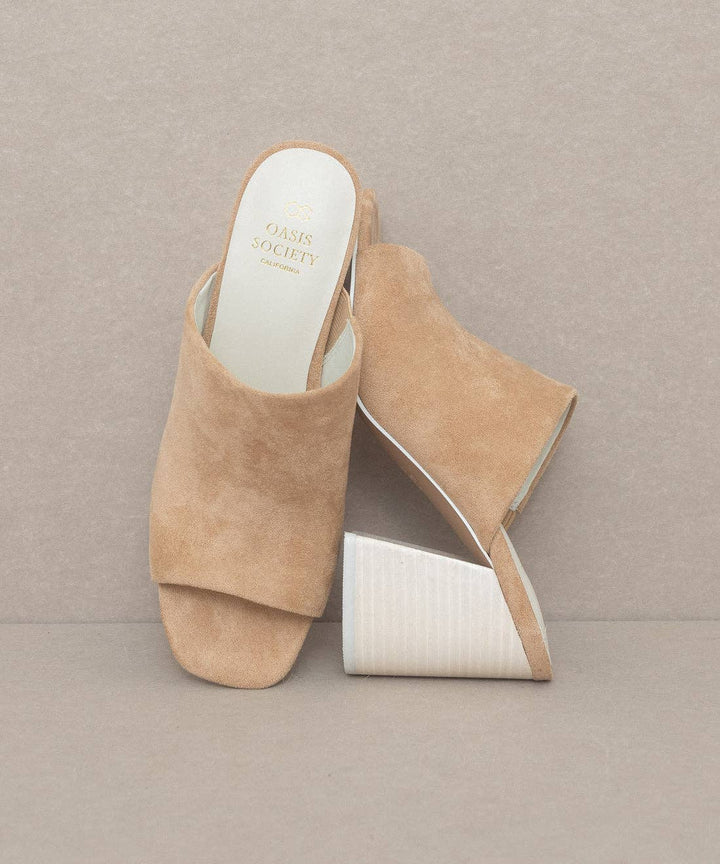 The Kathleen Almond | Block Heel Slides