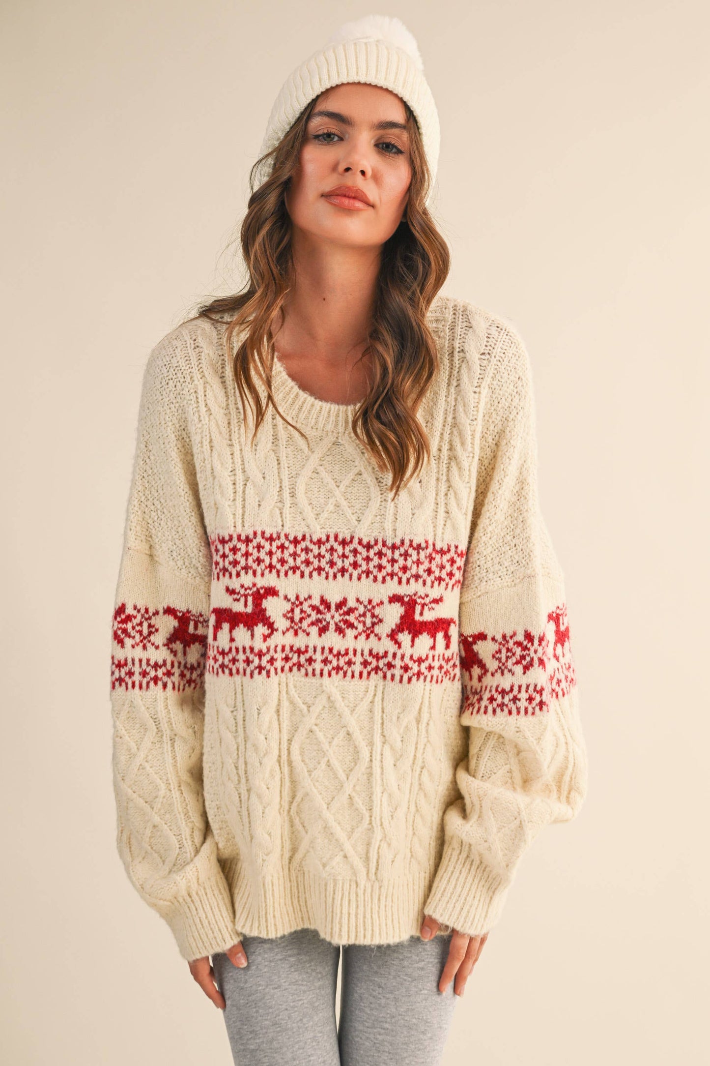 Nordic Holiday Cable Knit Sweater Top
