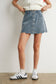 Buttoned Scallop Denim Skirt