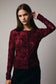 Round Neck Long Sleeve Velvet Button-Up Top