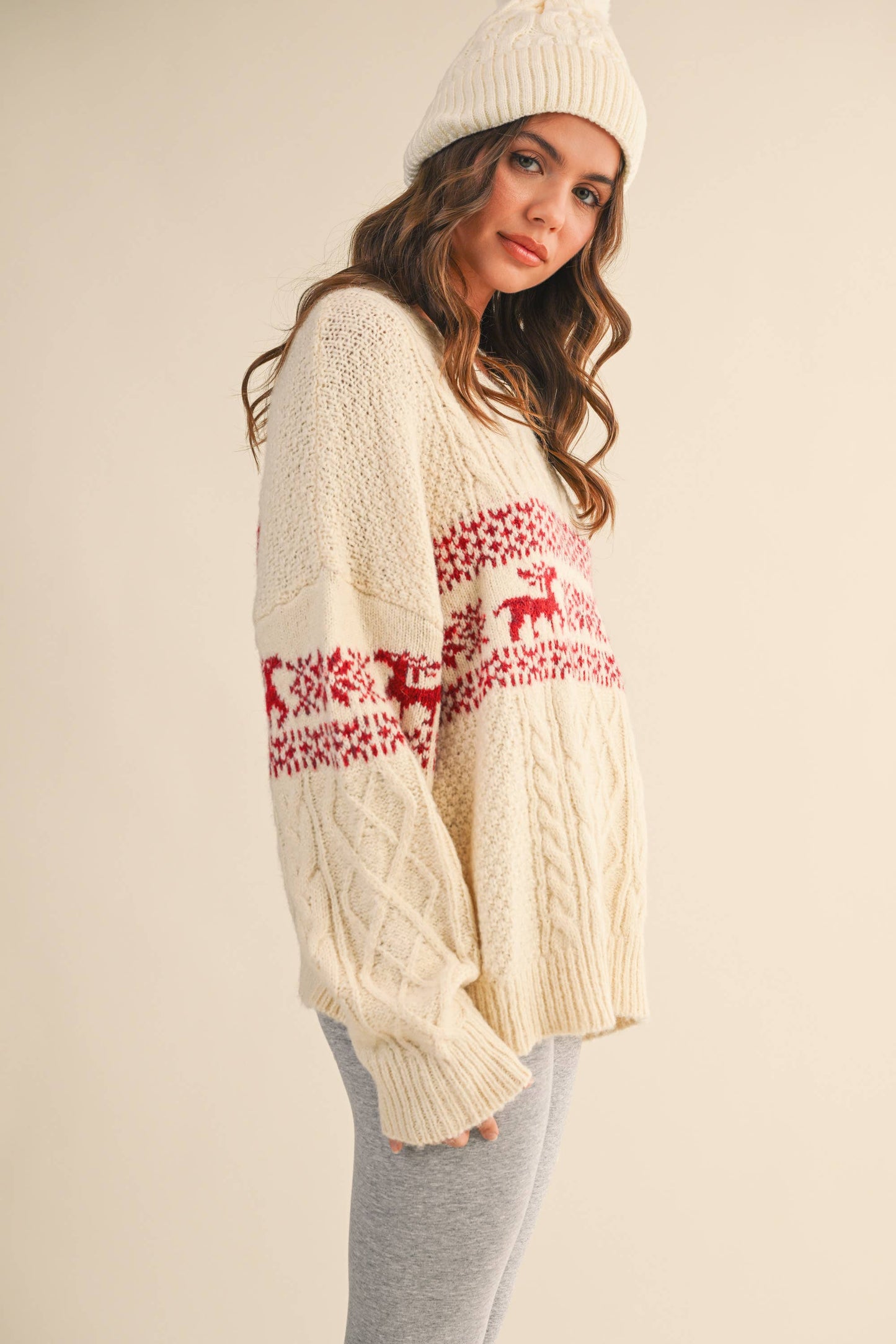 Nordic Holiday Cable Knit Sweater Top