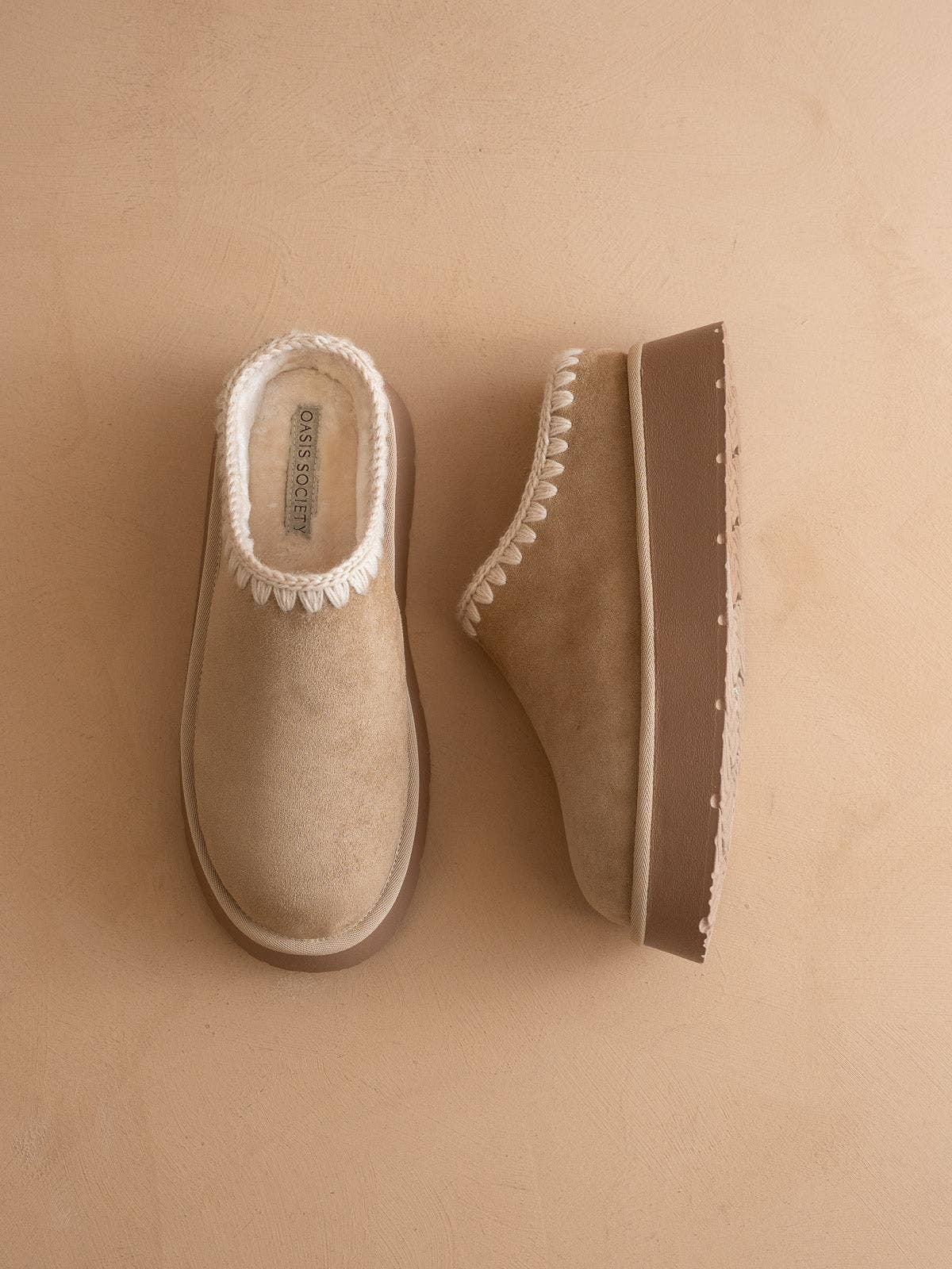 The Brandi | Almond Platform Cozy Mule Slipper