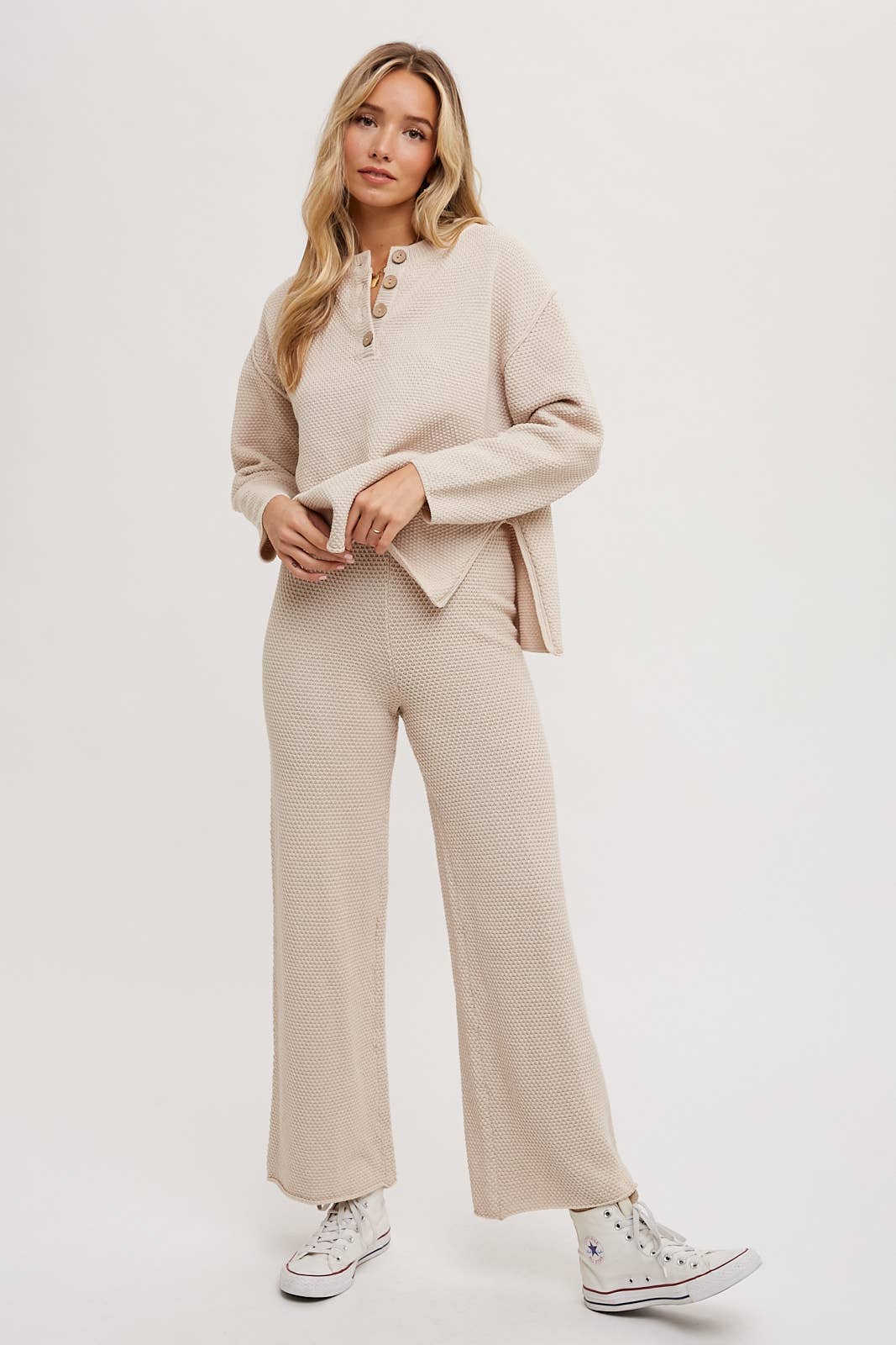 TEXTURED KNIT TOP & PANTS SET