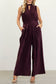Pleated Velvet Jumpsuit