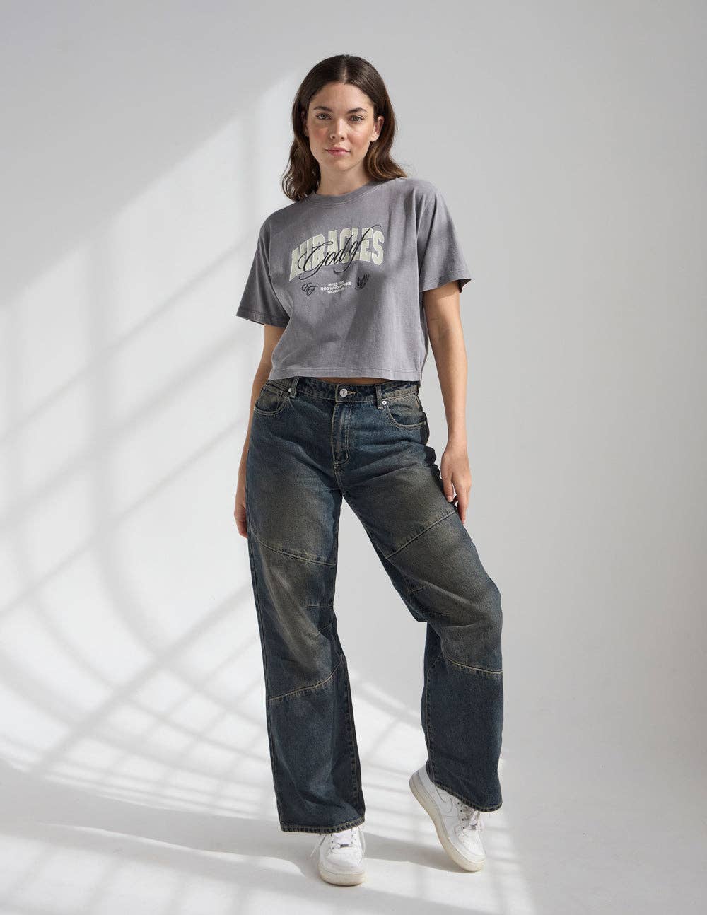 God of Miracles Cropped Tee — Grey Mist