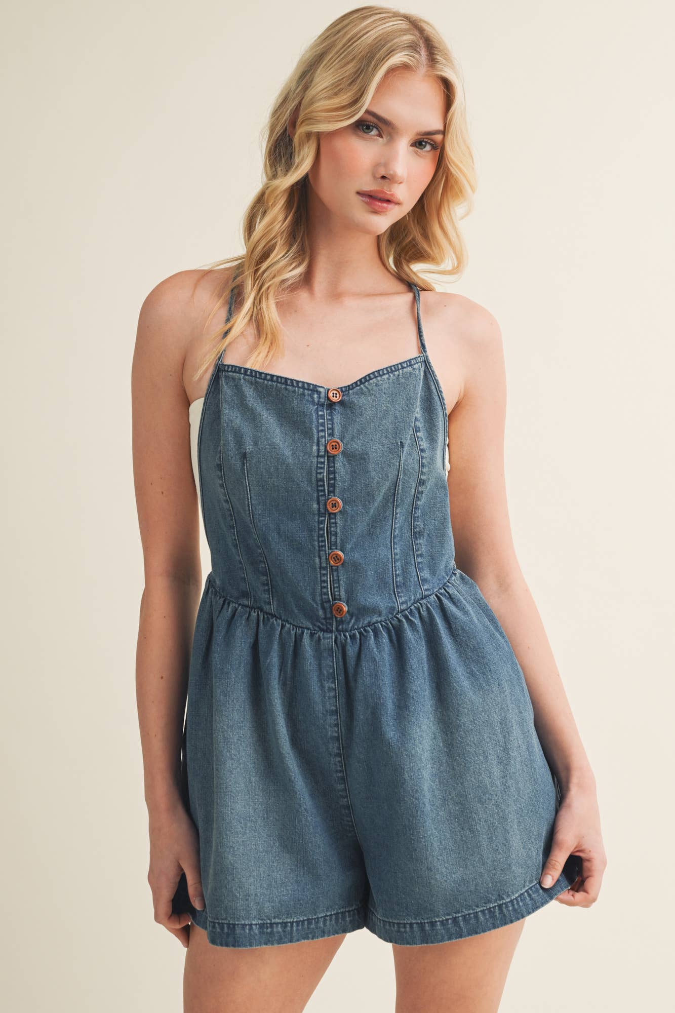 The Sweetheart Denim Romper
