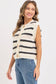 Striped Button-Closure Sweater Knit Sleeveless Top