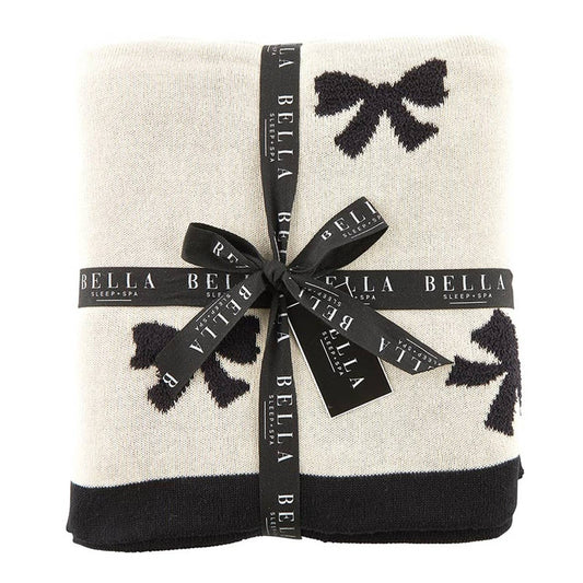 Bella Sleep + Spa - Cozy Throw - Bows: 54% Cotton 46% Polyester / 50" L x 60" W