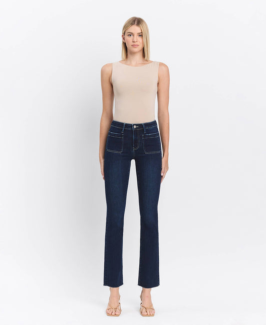 HIGH RISE MINI BOOTCUT JEANS