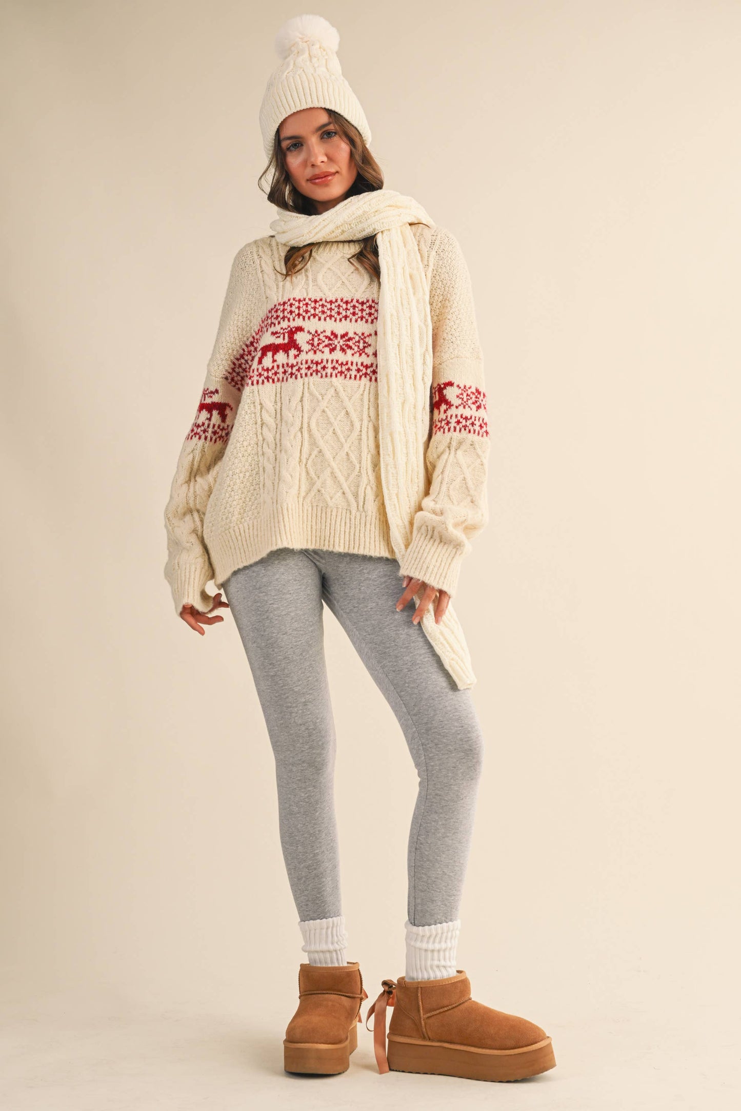 Nordic Holiday Cable Knit Sweater Top