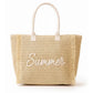 Straw Braided Summer Print Tote Bag