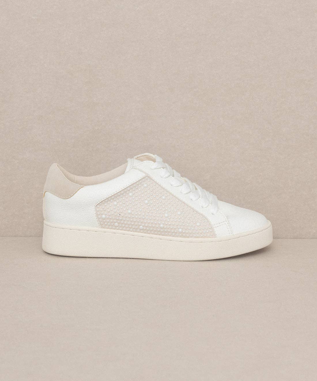 Pearl Studded Paneled Sneaker