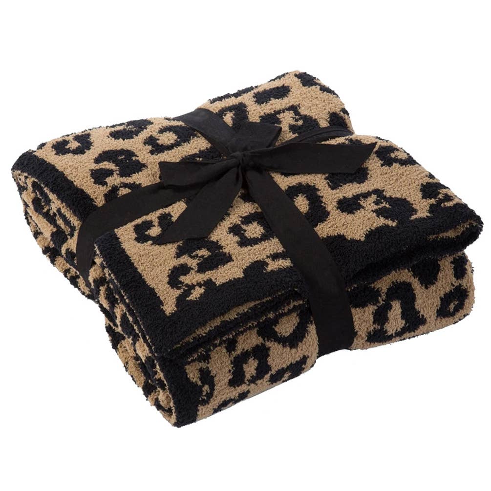 Leopard Design Ultra-Soft Throw Blanket: Black